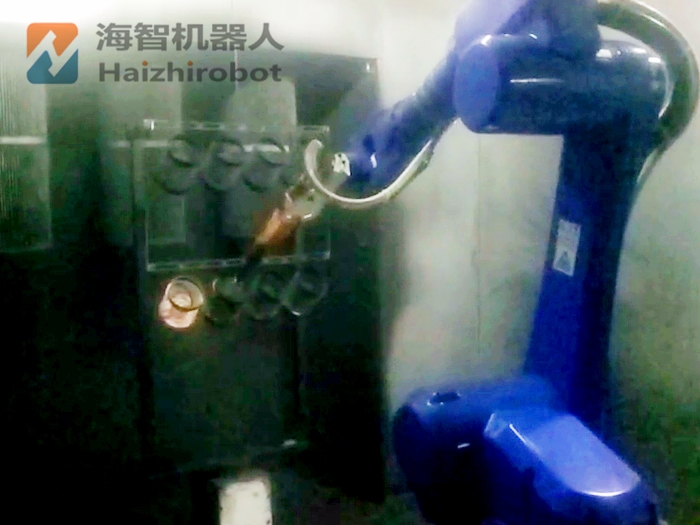 轉臺噴粉機器人-噴塑機械手定制案例